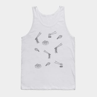 Japanese Foods Pattern Black Tank Top